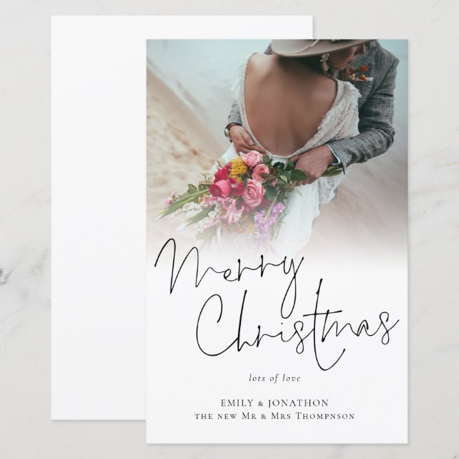 Budget Newlyweds Merry Christmas Photo Card (Front/Back)