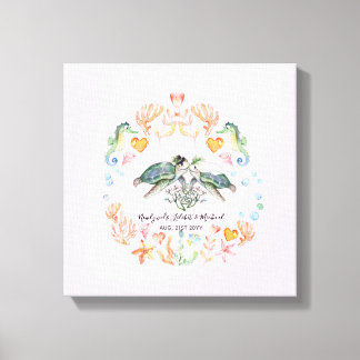 BUDGET Newlyweds Wedding Gifts Custom SEA TURTLES Canvas Print