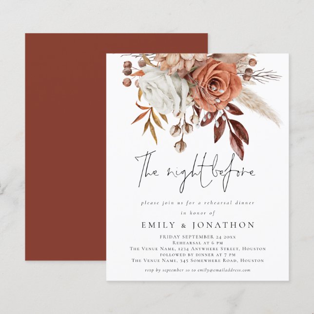 Budget Night Before Florals Rehearsal Dinner (Front/Back)