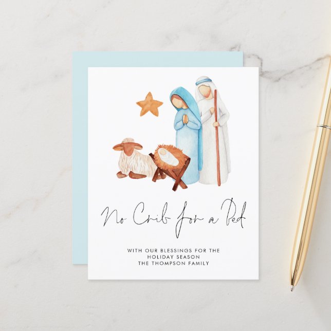 Budget No Crib For Bed Nativity Christmas Card (Front/Back In Situ)