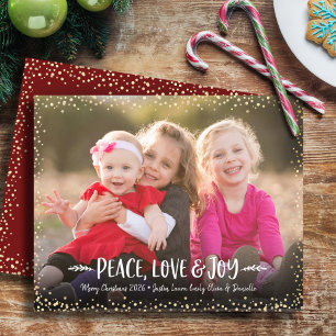 Budget Noël Photo Paix Amour Joie Carte Dorée