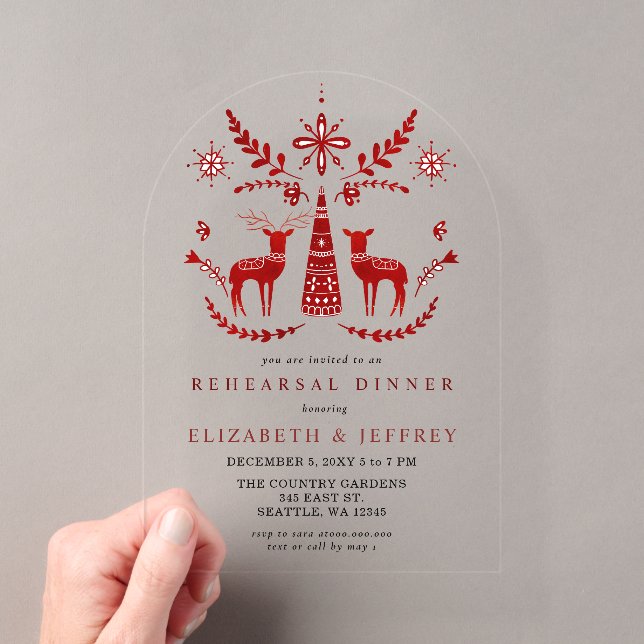 Budget Nordic Buck and Doe Rehearsal Dinner Acrylic Invitations (Insitu (Handheld))