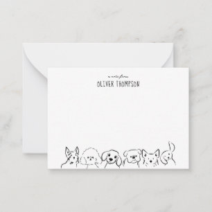 BUDGET Note From Cute Dog Animal Sketch Note Card