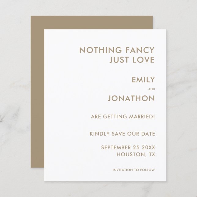 Budget Nothing Fancy Just Love QR Gold Save Date (Front/Back)