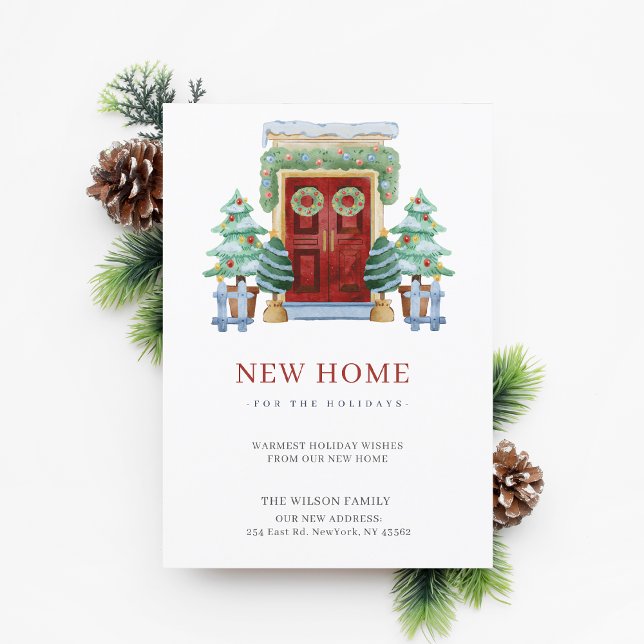BUDGET Nouveau Accueil Porte de Noël Carte de démé (BUDGET New Home Christmas Door Holiday Moving Card)