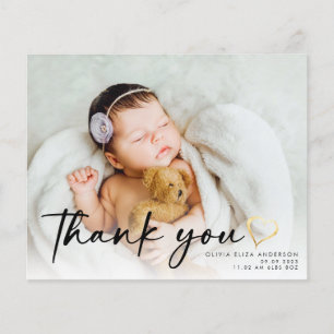 BUDGET Nouveau bébé photo Gold Heart Carte de reme