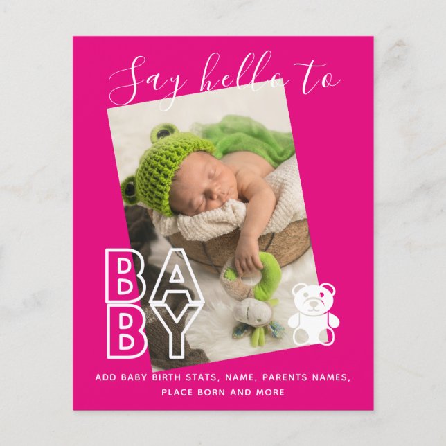 BUDGET Nouveaux Cartes photos pour bébés - Fun Gir (Devant)