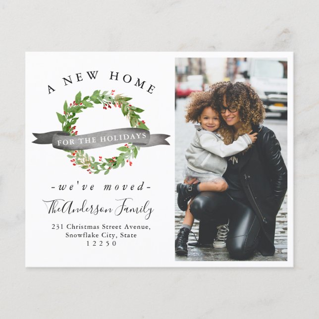 Budget Nouvelle maison Wreath Photo Holiday Carte  (Devant)