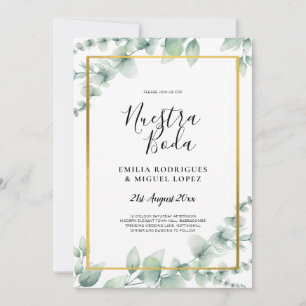 BUDGET NUESTRA BODA  Eucalyptus GOLD QR CODE  Flye Invitation