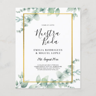 BUDGET NUESTRA BODA  Eucalyptus GOLD QR CODE  Flyer