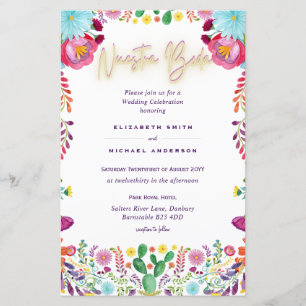 BUDGET Nuestra Boda Flowers Wedding Invite A9