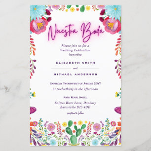 BUDGET Nuestra Boda Flowers Wedding Invite A9