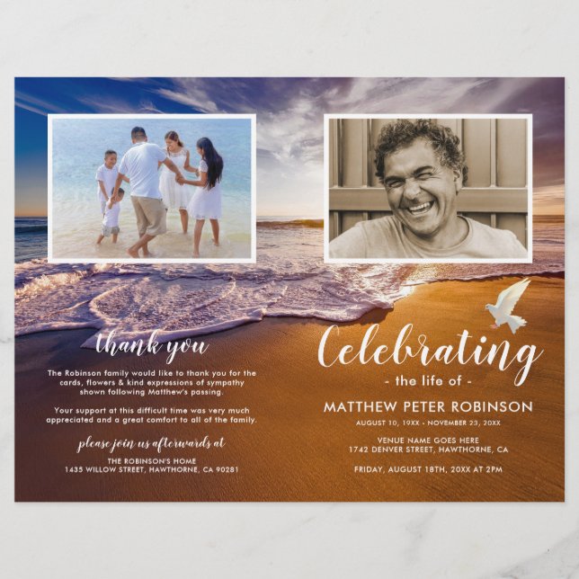 Budget Ocean Dove Funeral Program (Front)