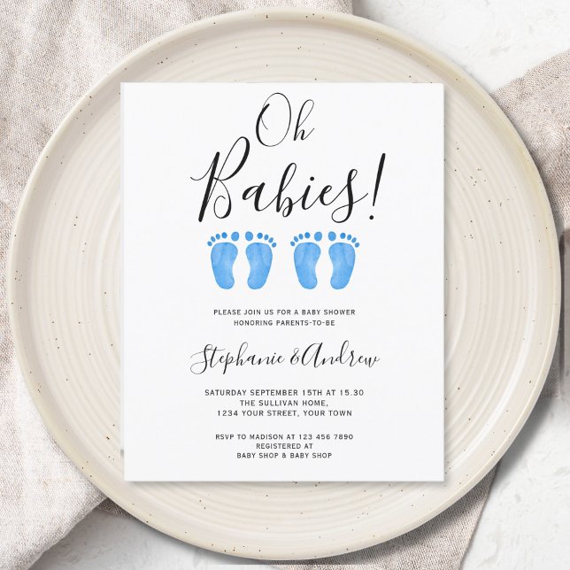 Budget Oh Babies Twins Couples Baby Shower Invite (Creator Uploaded)