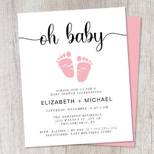 Budget Oh Baby Couples Baby Girl Shower Invitation