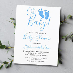 Budget Oh Baby Feet Couples Baby Shower Invitation Postcard