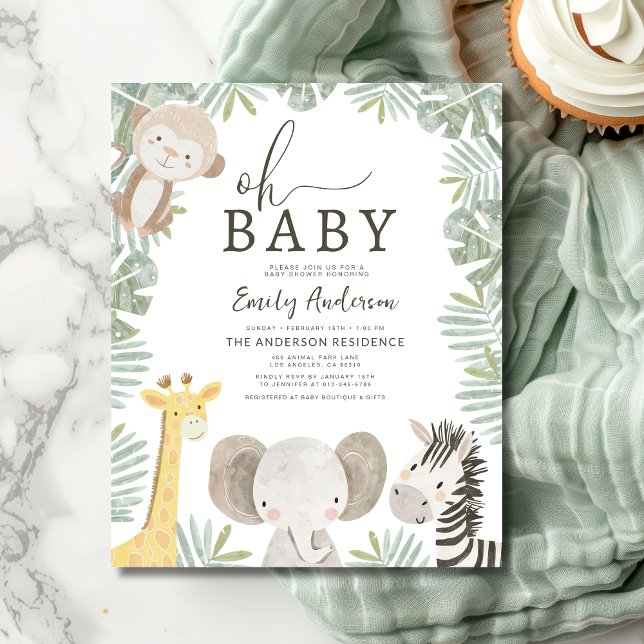 Budget Oh Baby Safari Animal Boy's Baby Shower Flyer (Creator Uploaded)