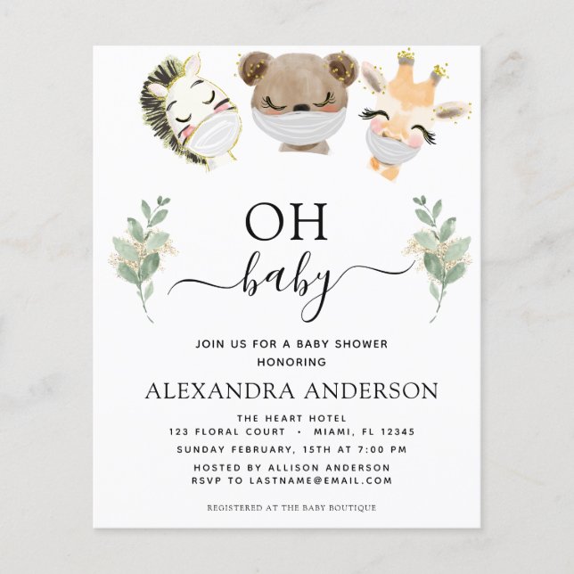 Budget Oh Baby Shower Woodland Eucalyptus (Front)