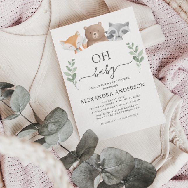 Budget Oh Baby Shower Woodland Invitations Flyer (Creator Uploaded)
