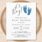 Budget Oh Boy Blue Feet Boy's Baby Shower Invite
