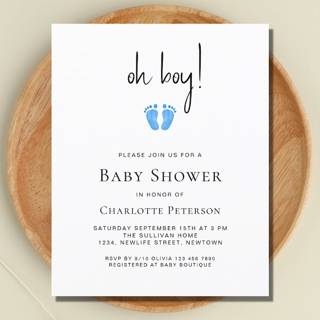 Budget Oh Boy Boy's Baby Shower Invitation  (Creator Uploaded)