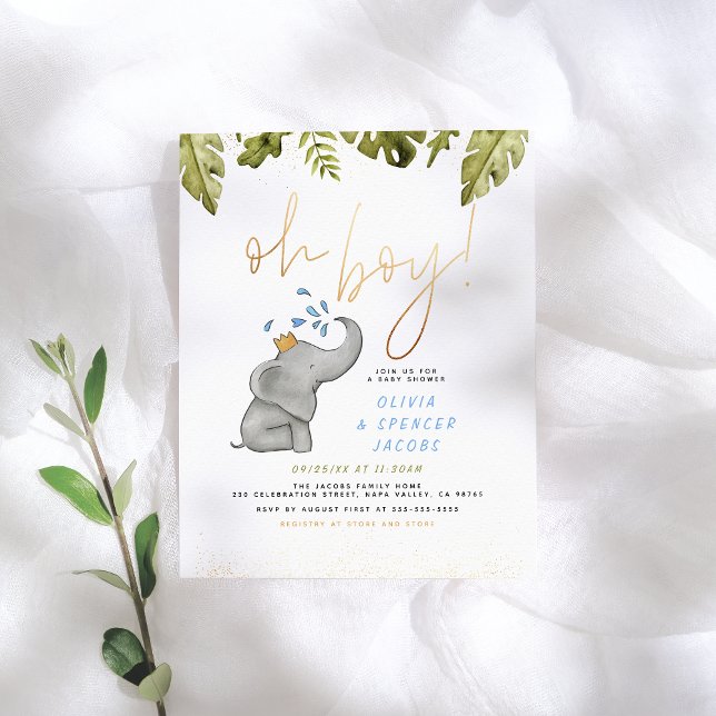 Budget Oh Boy! Elephant Yellow & Blue Baby Shower (Creator Uploaded)