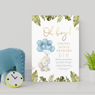 Budget Oh Boy Watercolor Elephant Baby Shower