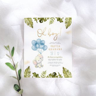 Budget Oh Boy Watercolor Elephant Baby Shower