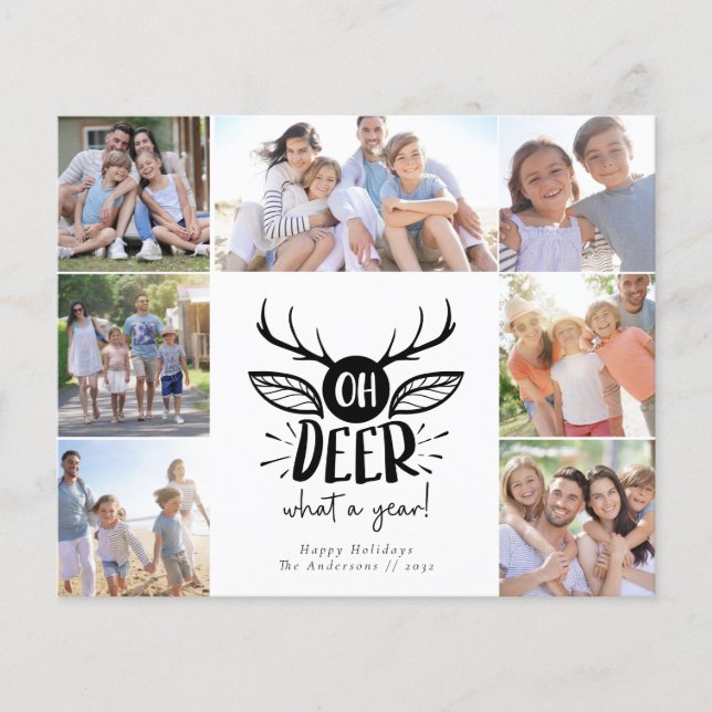 Budget Oh Deer What a Year Photo Holiday Card (Front)