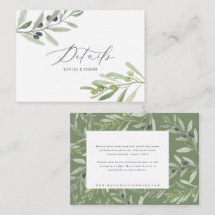 budget olive branch foliage wedding details  note  card