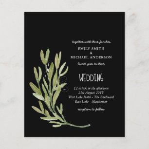 BUDGET OLIVE LEAVES Modern Minimalist Wedding Inv Flyer