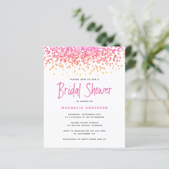 BUDGET Ombre Glitter Bridal Shower Invitation (Standing Front)