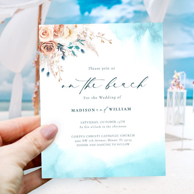 Budget On the Beach Wedding Invitation (Creator Uploaded)
