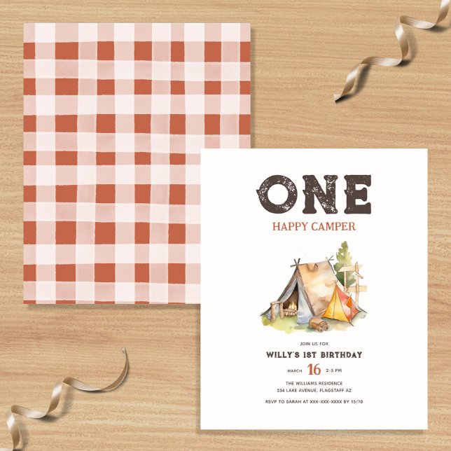 Budget One Happy Camper Woodland 1st Birthday Flyer (Creator Uploaded)