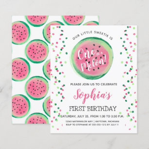 Budget One in a Melon 1st Birthday Invitation