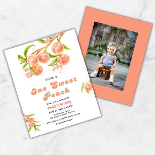 Budget One Sweet Peach Photo 1st Birthday Invite