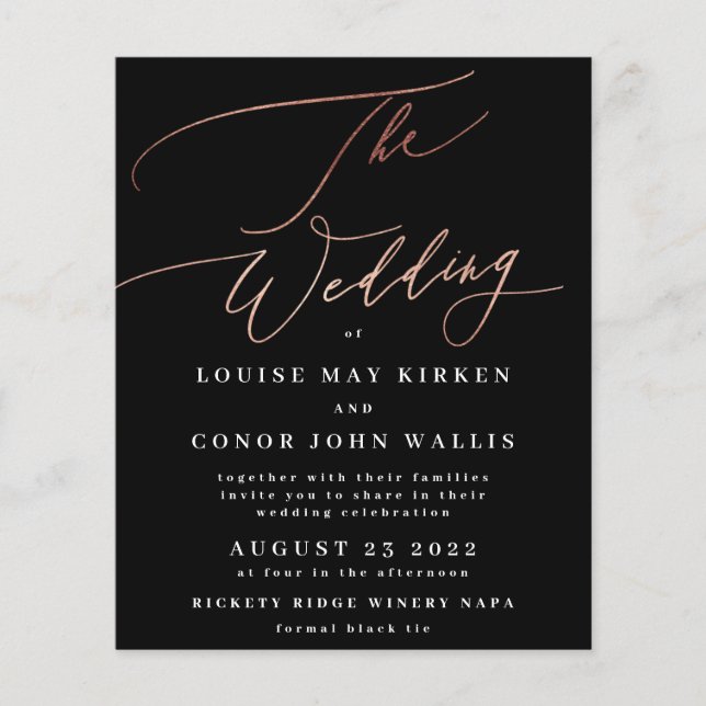 Budget Onyx The Wedding Rose Gold Details back Flyer (Front)