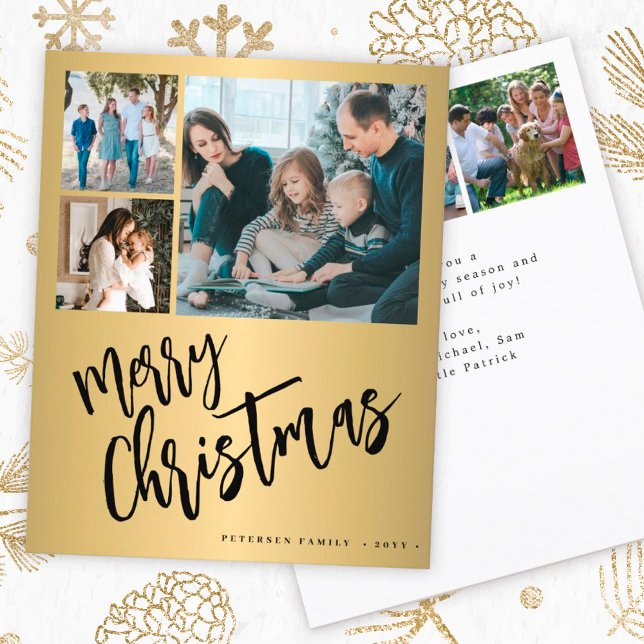 Budget or 6 photo Joyeux Noël Carte de vacances (Créateur téléchargé)