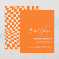 Budget Orange Abstract Chequerboard Bridal Shower