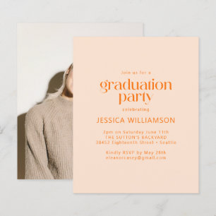Budget Orange Blush Photo Graduation Party Invite