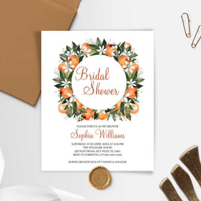 Budget Orange Floral Bridal Shower Invitation (Creator Uploaded)