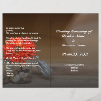 Budget Orange Flower in Mason Jar Wedding Program