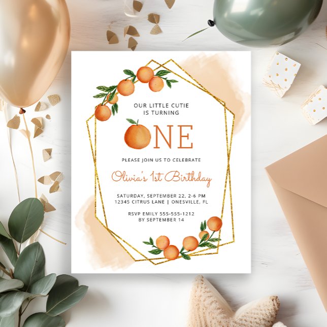 Budget Orange Little Cutie 1st Birthday Invitation Flyer (Creator Uploaded)
