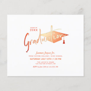 Budget Orange Minimal Graduation Party Invitations Flyer
