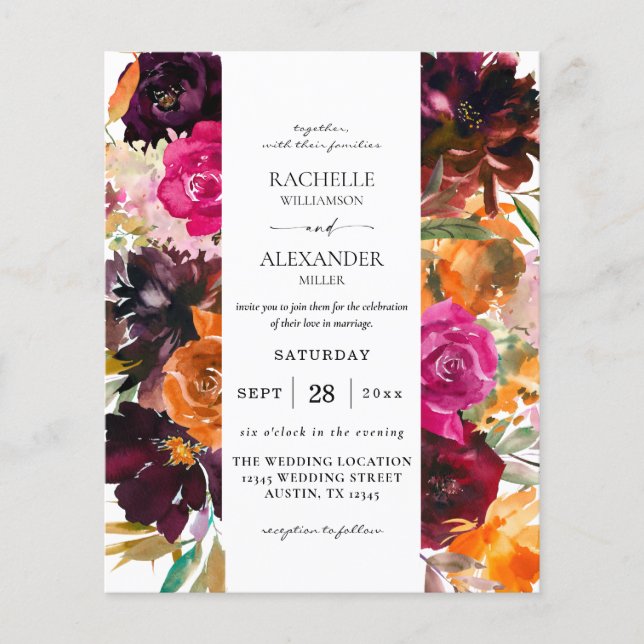 Budget Orange, Pink, Purple Fall Floral 1 Wedding (Front)
