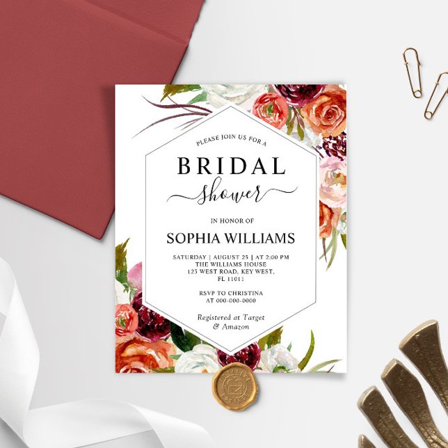 Budget Orange Rose Frame Bridal Shower Invitation (Creator Uploaded)