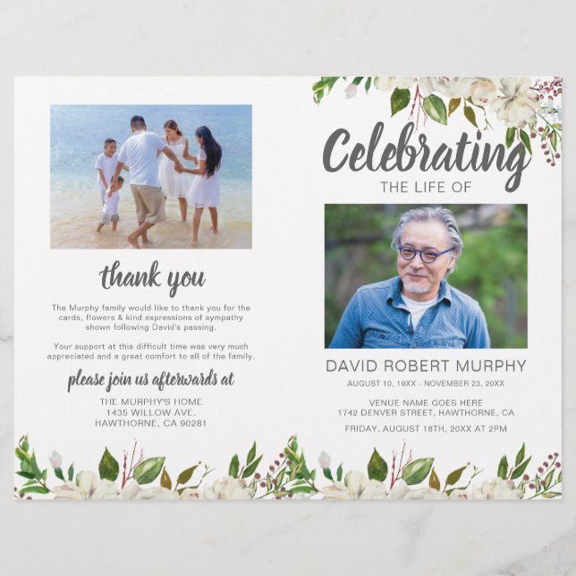 Budget Order of Service Funeral Memorial Program (Front)