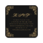 Budget Ornate Vintage Black Gold QR Code RSVP