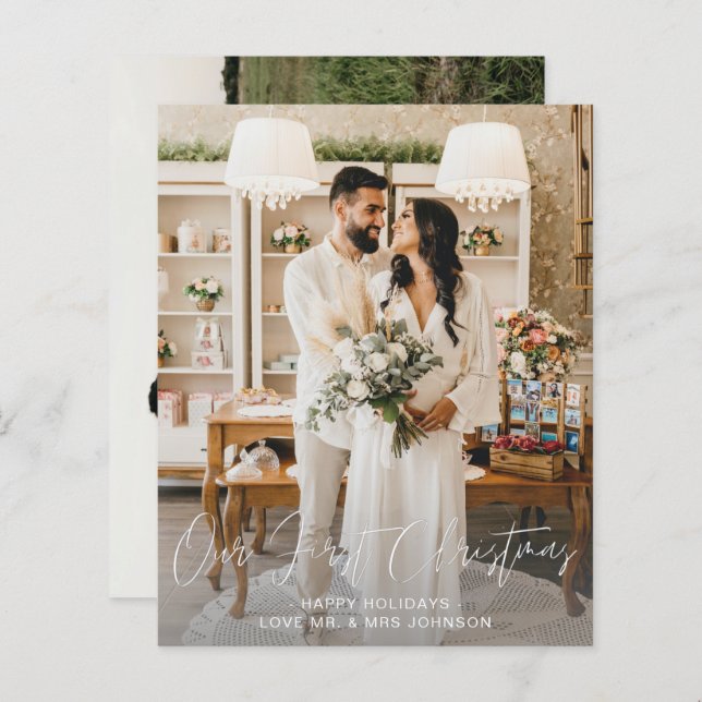 Budget Our First Christmas Vertical & H Two Photo  (Front/Back)