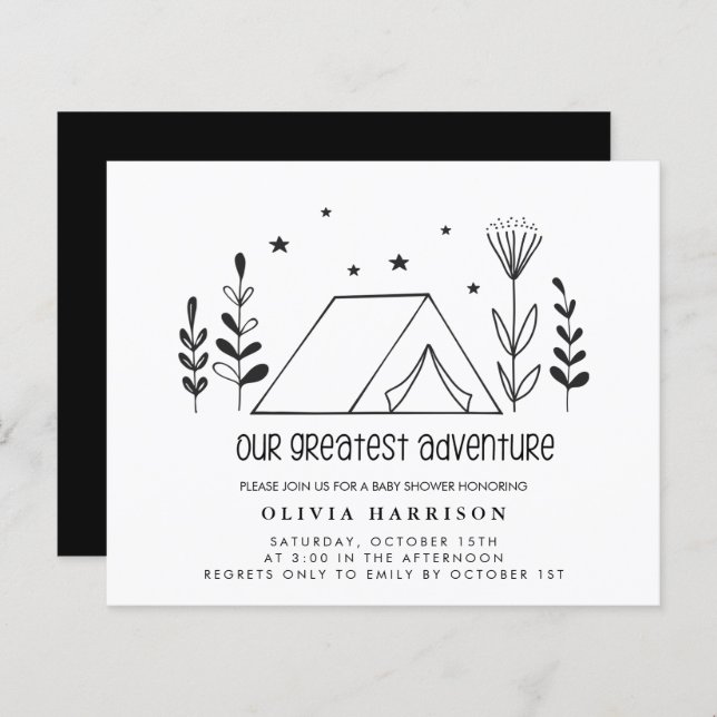 Budget Our Greatest Adventure Baby Shower Invite (Front/Back)
